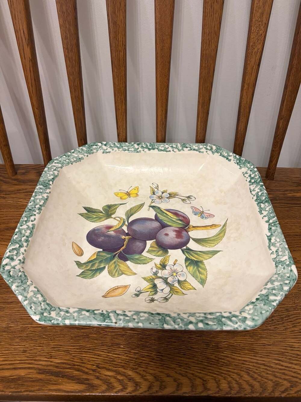 Himark Made in Italy Plum Fruit Square Serving Bowl